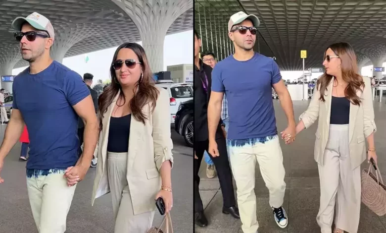 Varun Dhawan and Natasha Dalal: वरुण और नताशा को मुंबई एयरपोर्ट पर माता-पिता बनने की खुशी दिखाई दी