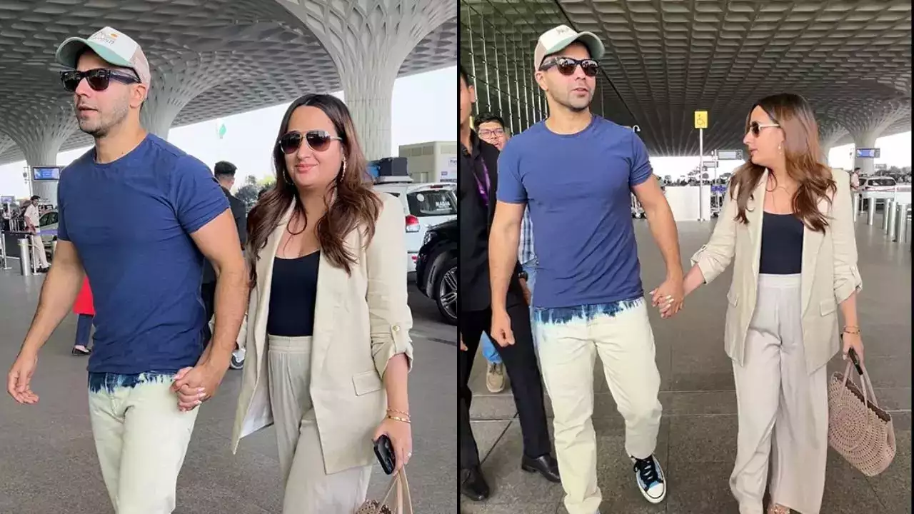 Varun Dhawan and Natasha Dalal: वरुण और नताशा को मुंबई एयरपोर्ट पर माता-पिता बनने की खुशी दिखाई दी