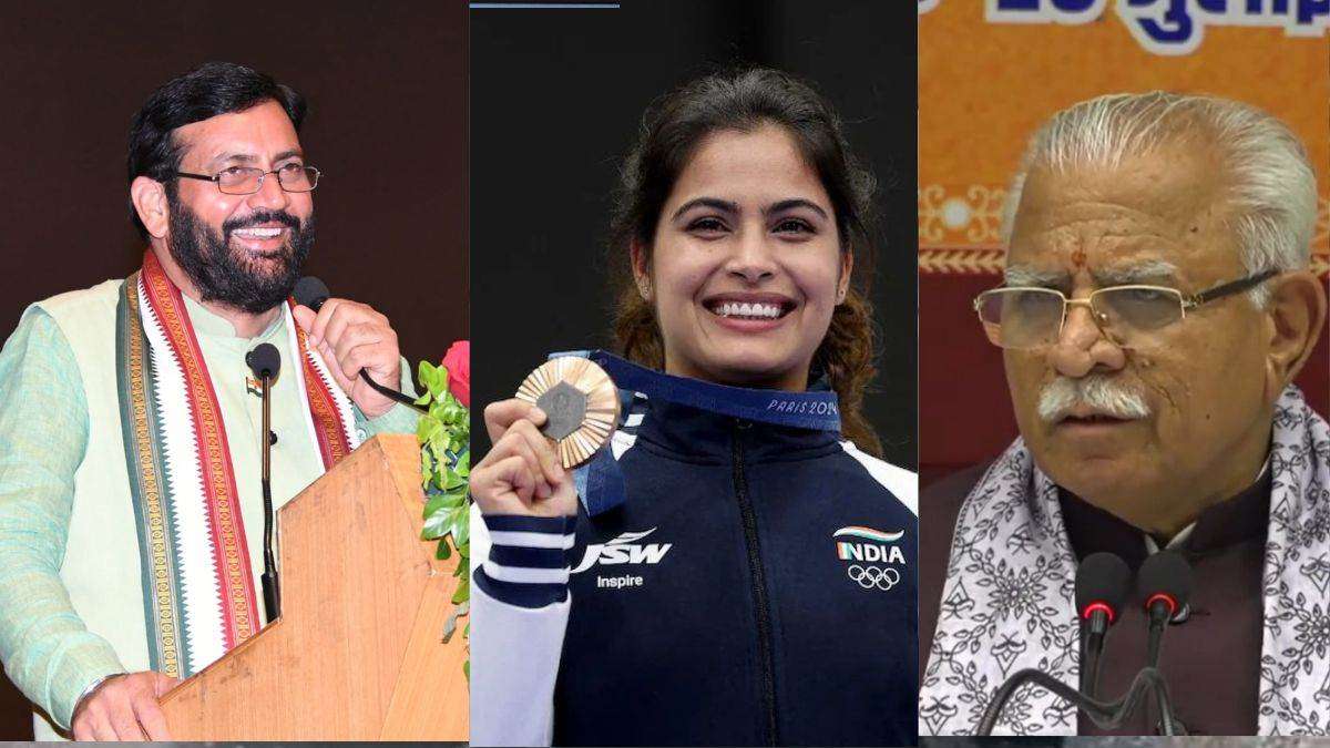 Paris Olympics 2024: मनु भाकर को CM नायब सैनी-मनोहर लाल सहित कई नेताओं ने कहा, "हर हरियाणवी का सीना गर्व से चौड़ा"।