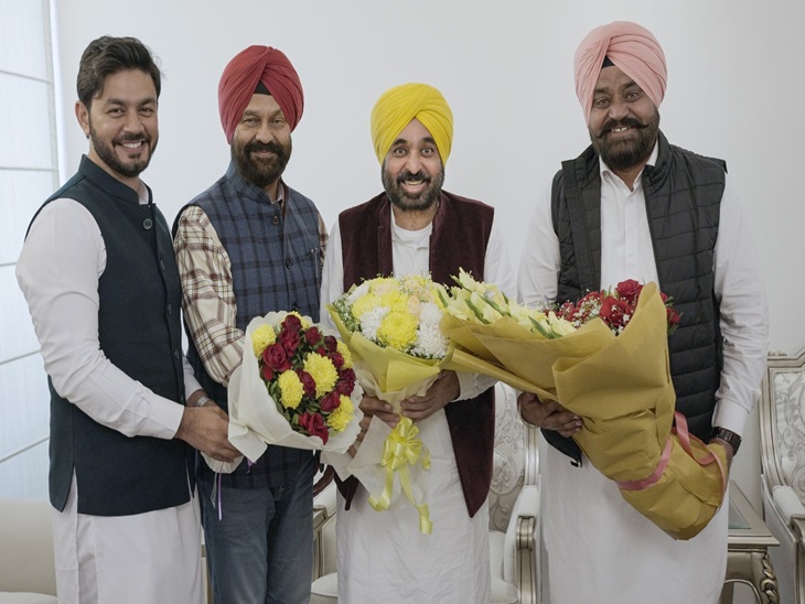 CM BhagwantMann से पंजाब उपचुनाव में जीतने वाले तीनों विधायक ने मुलाकात की