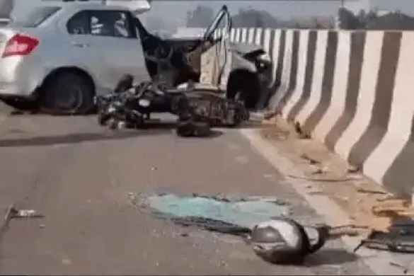 लुधियाना एलिवेटेड रोड पर काल बनी रफ्तार: कार और बाइक की भीषण टक्कर में दो की मौत, दो मासूमों के सिर से उठा पिता का साया