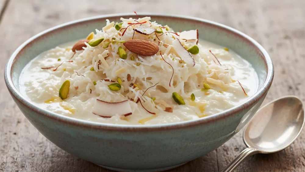 डेजर्ट में नया ट्विस्ट: घर पर बनाएं स्वादिष्ट कोकोनट रबड़ी