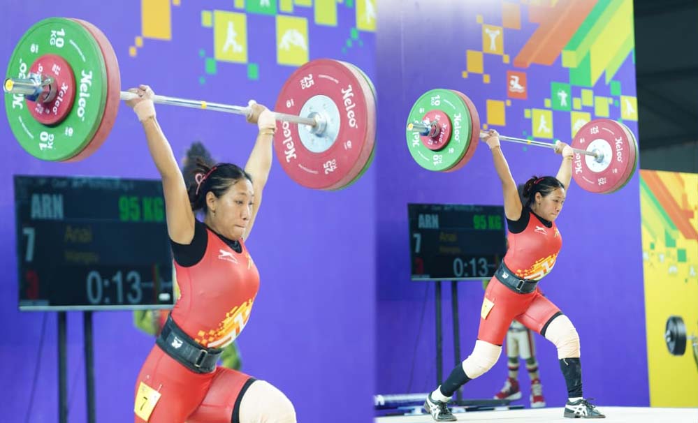 58 किग्रा महिला वेटलिफ्टिंग में अरुणाचल की अनाई वांग्सू ने जीता स्वर्ण