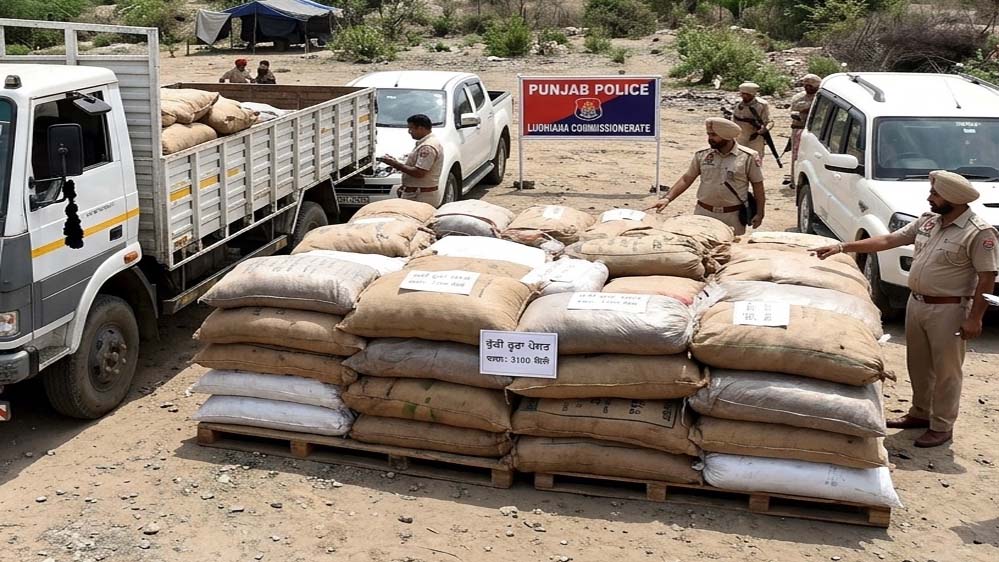 लुधियाना में ट्रक से 3100 किलो चूरा पोस्त बरामद, 3 लग्जरी गाड़ियां जब्त, आरोपी अंधेरे का फायदा उठाकर फरार