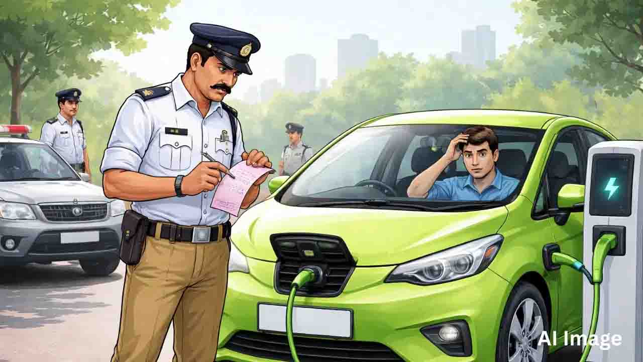 ईवी पर PUC चालान बना विवाद, पुलिस की गलती सामने आई