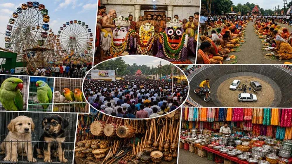 जगन्नाथ रथ मेले में उमड़ी भीड़, मांदर से लेकर महंगे तोते तक चर्चा में