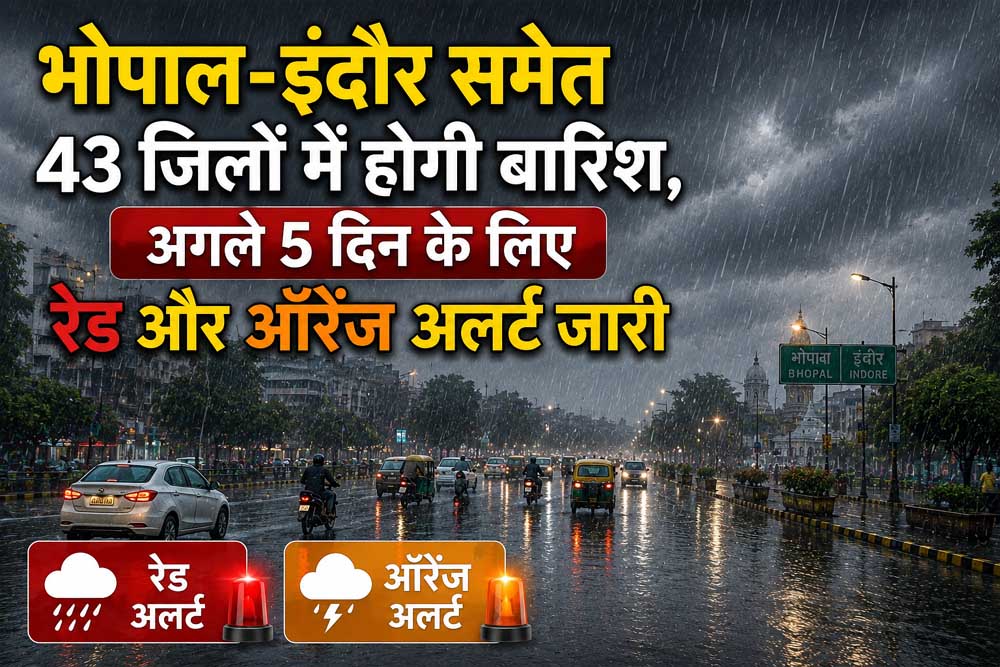 एमपी में भारी बारिश का दौर जारी, 43 जिलों के लिए 5 दिन का रेड-ऑरेंज अलर्ट