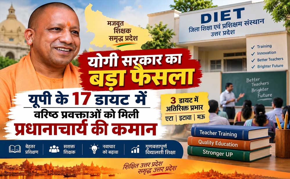 योगी सरकार की पहल से मजबूत हो रही शिक्षक प्रशिक्षण व्यवस्था, 17 डायटों में वरिष्ठ प्रवक्ताओं को प्रभार योगी सरकार की पहल से मजबूत हो रही शिक्षक प्रशिक्षण व्यवस्था, 17 डायटों में वरिष्ठ प्रवक्ताओं को प्रभार