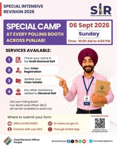 पंजाब में 6 सितंबर को Special Camp | हर Polling Booth पर होगा SIR 2026 Camp | Voter List में नाम जरूर चेक करें