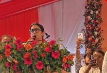 CG में स्मृति ईरानी का पहला दौरा, स्वागत के लिए सड़कों पर लगाए गए भाजपा के झंडे
